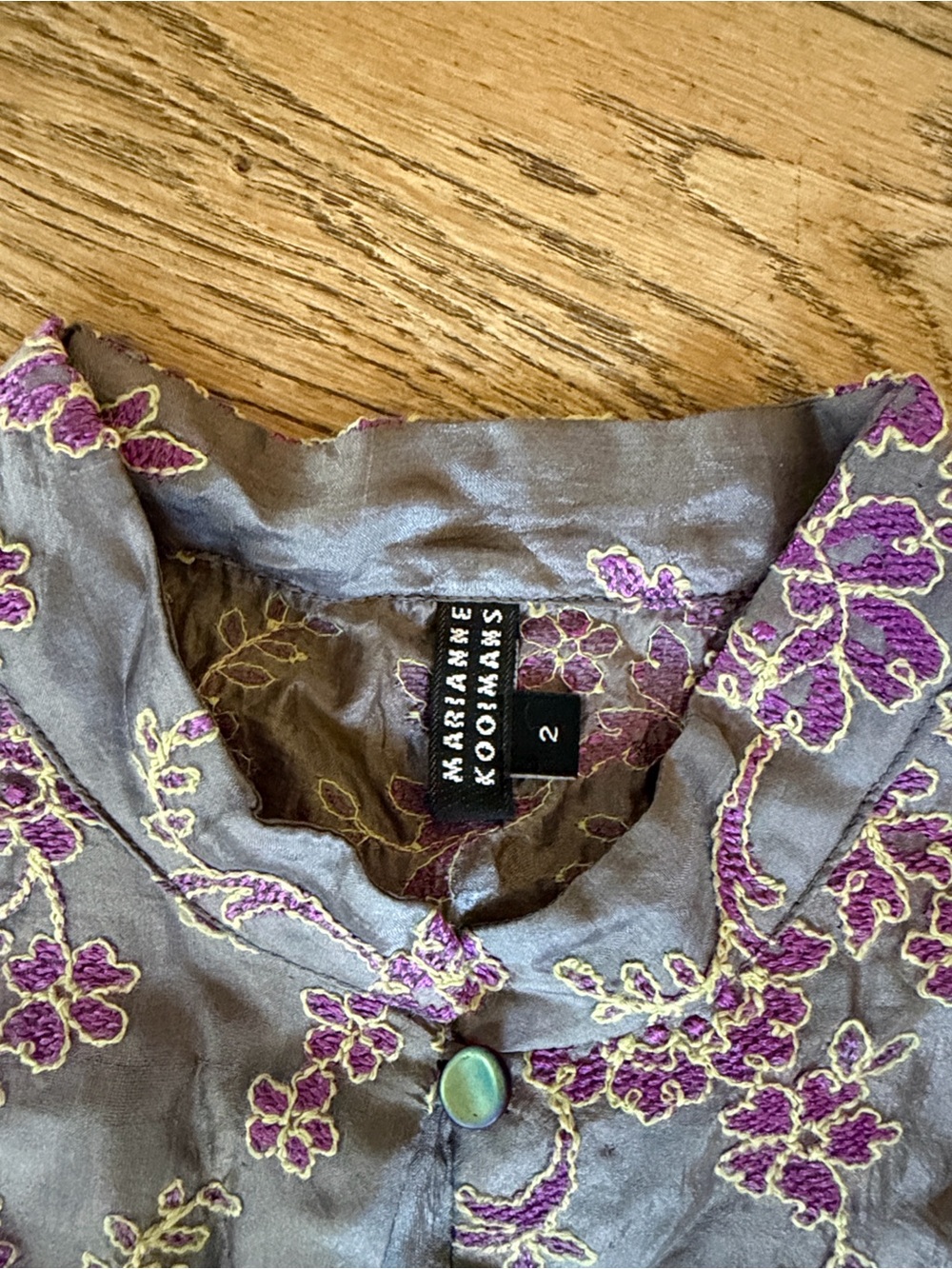 Marianne Kooimans Silk Purple Embroidered Women's Top